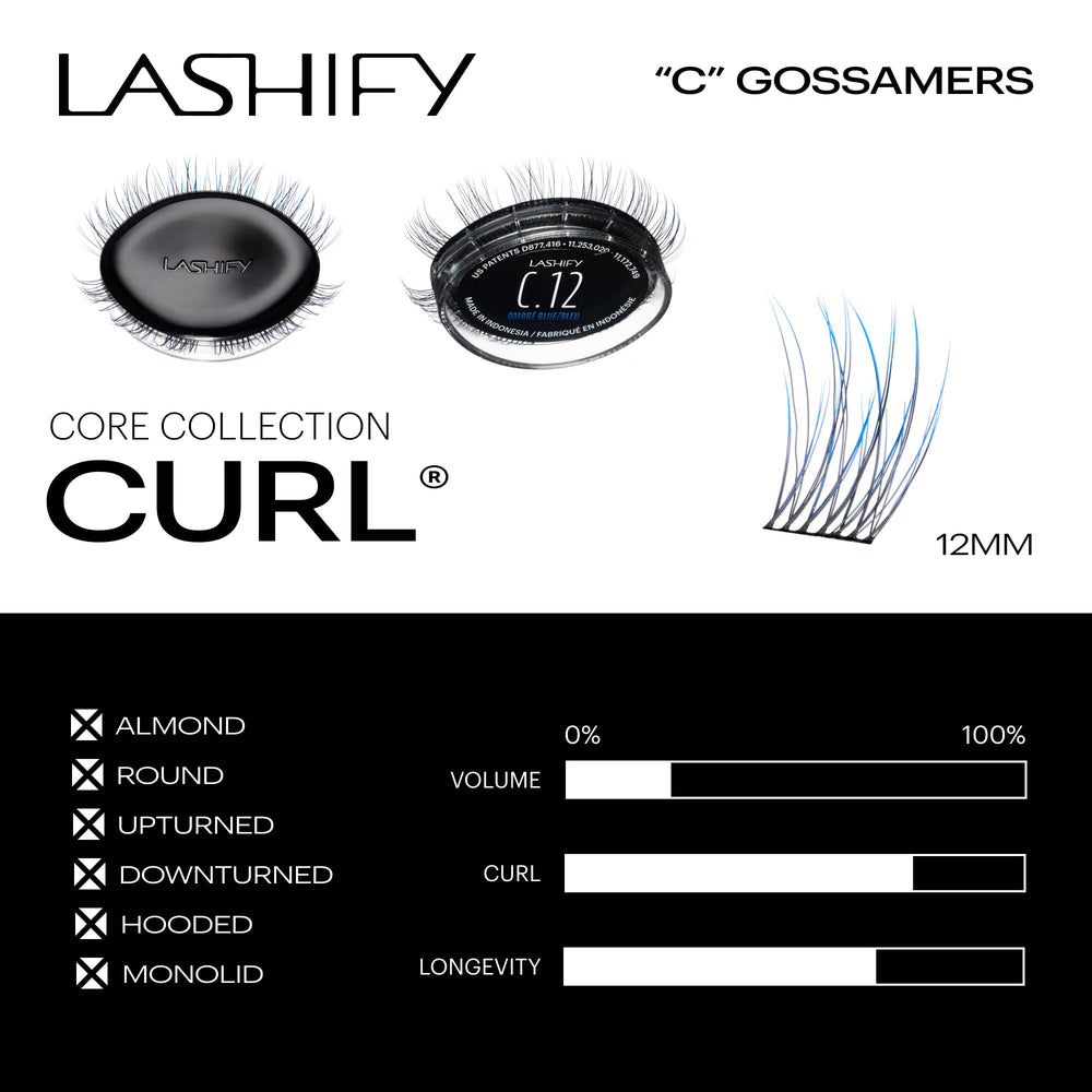 Lashify Ombre Blue Gossamer lashes closeup for subtle color pop and natural look.