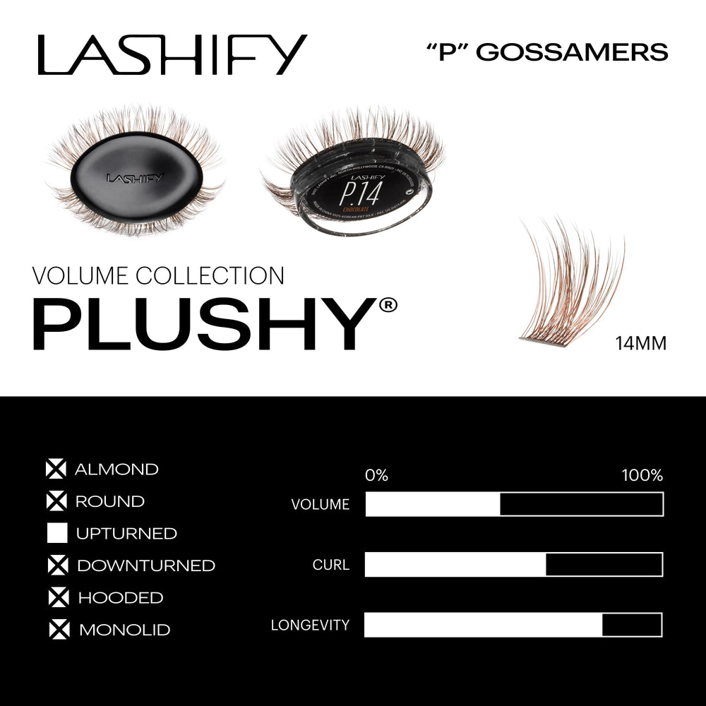 Lashify Plushy 14mm Chocolate applicator shot with Fuse ControlWand