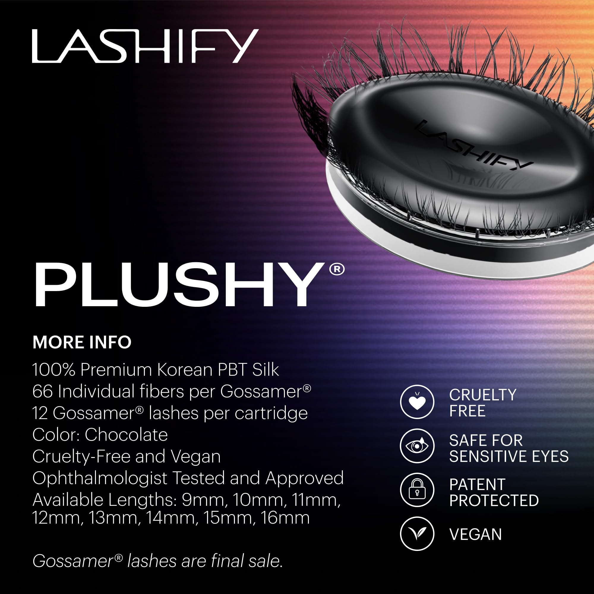 Lashify Plushy 14mm Chocolate with Fuse ControlWand close-up