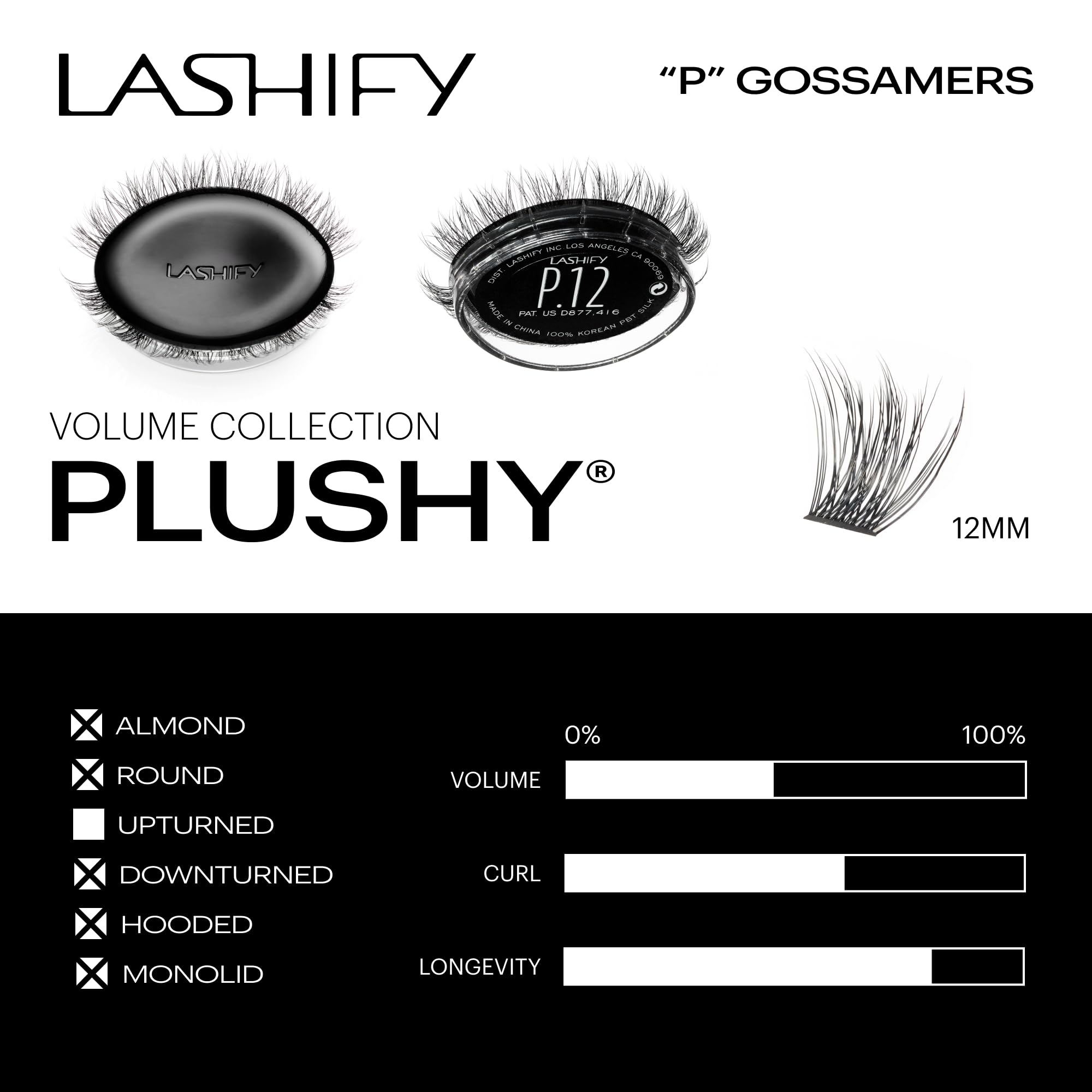 Lashify Plushy Gossamer with 66 fibers per Gossamer delivers fuller fan effect