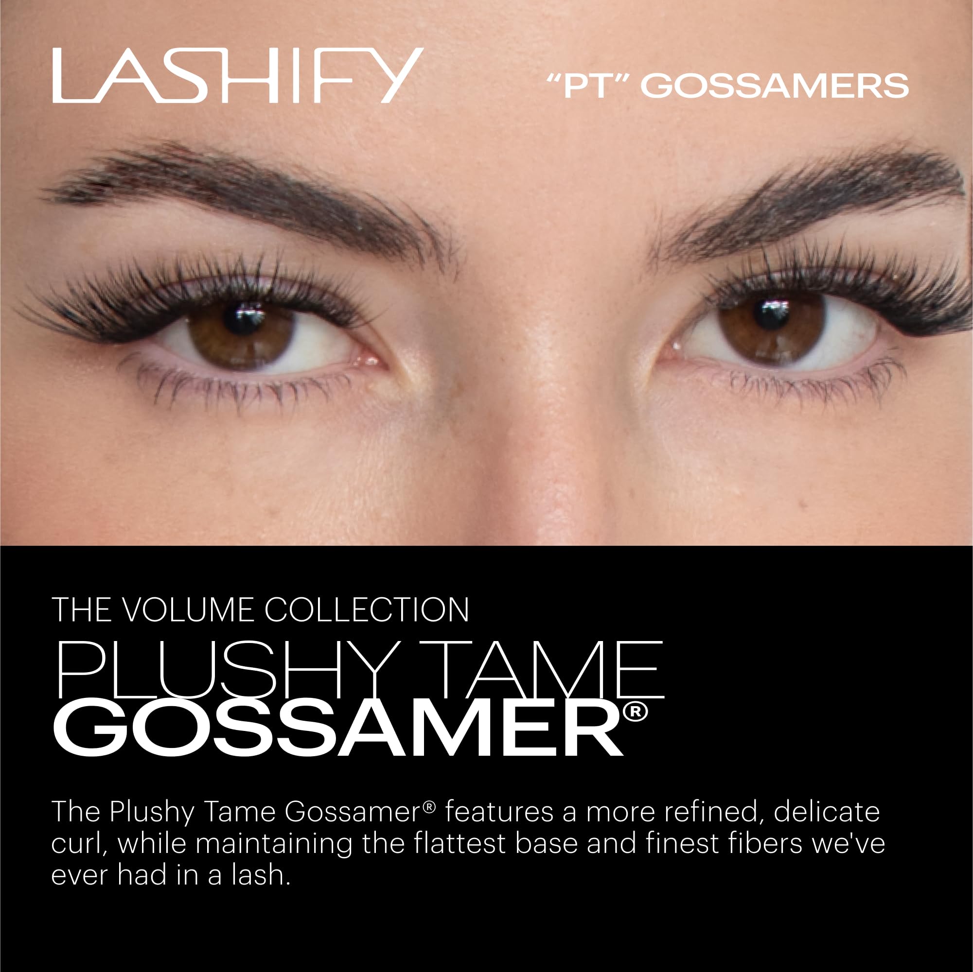 Lashify Plushy Tame closeup of flat spinebase for refined curl and longevity