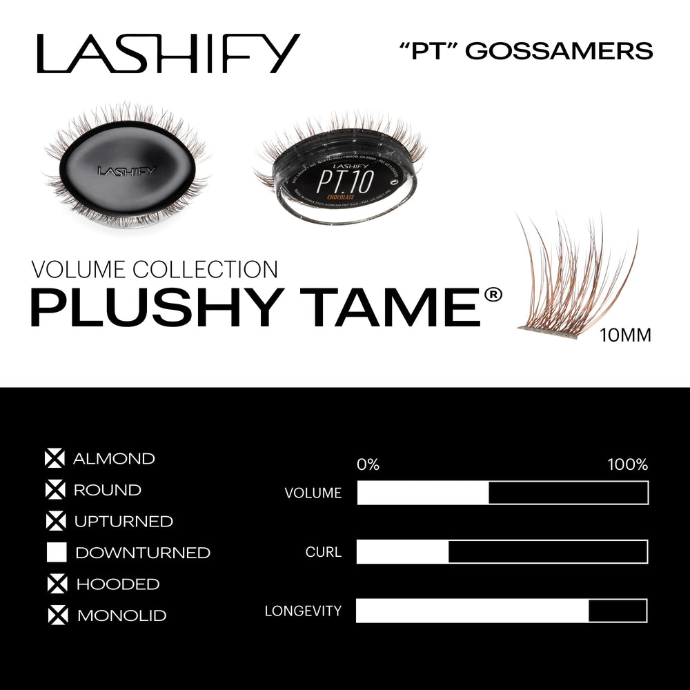 Lashify Plushy Tame fine fiber closeup highlighting premium Korean PBT silk