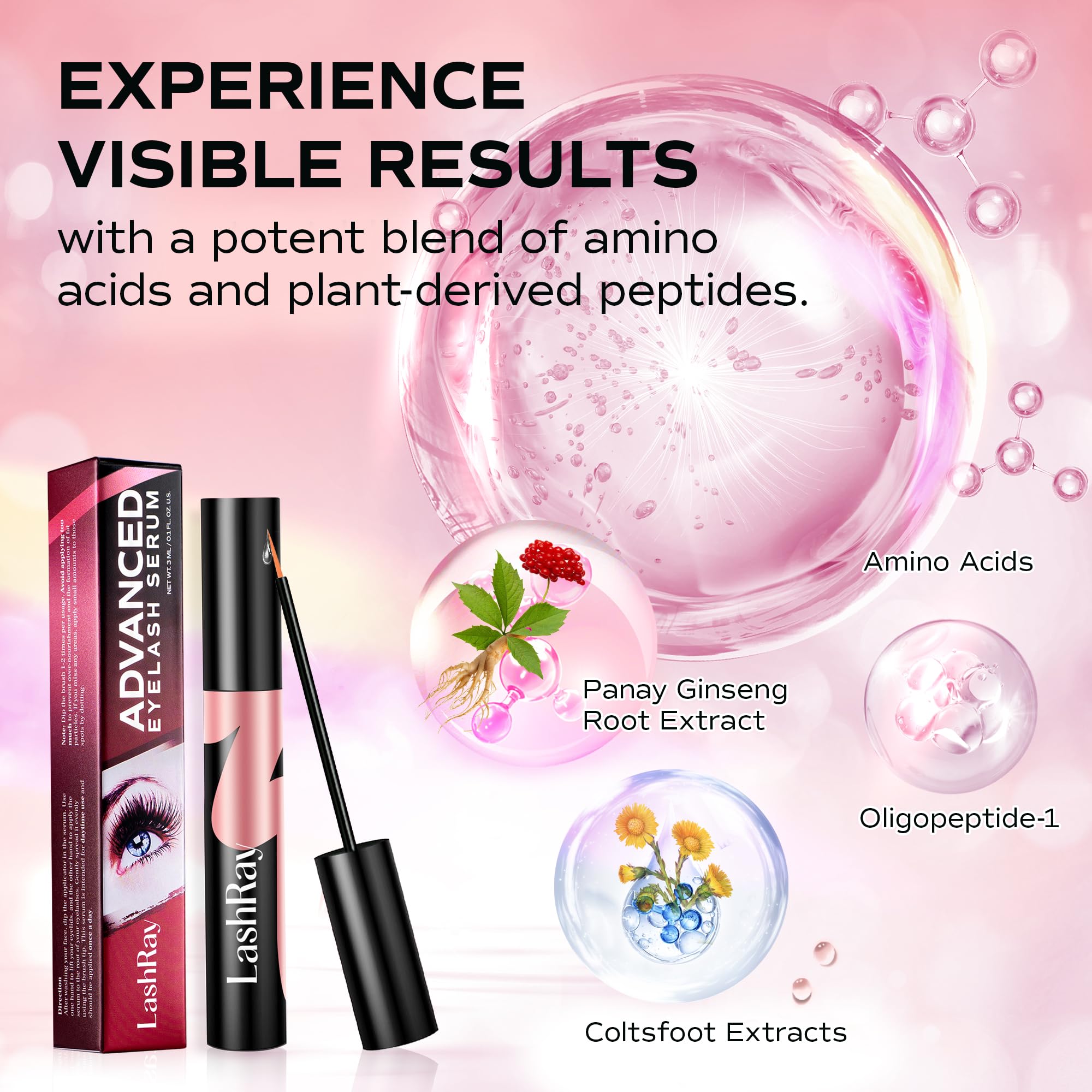 LashRay advanced peptide formula strengthens lash roots