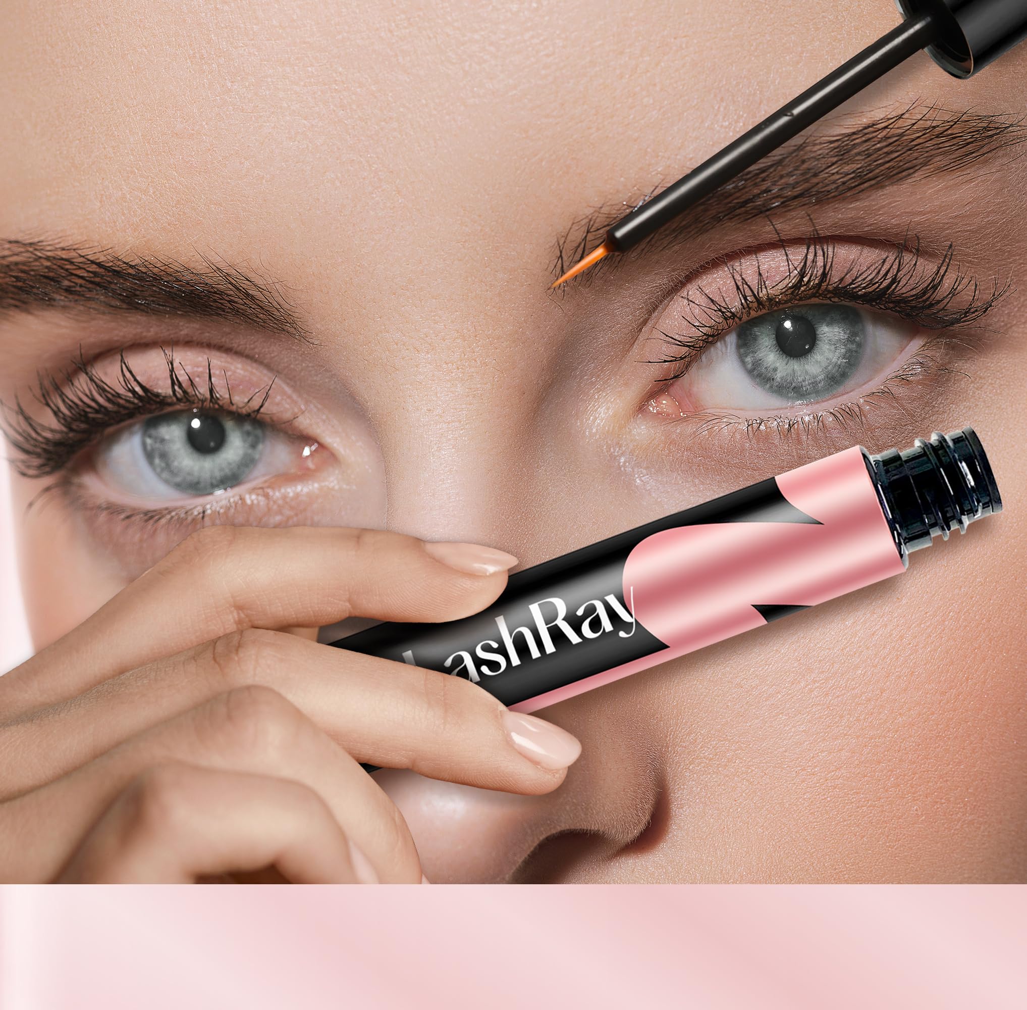 LashRay packaging image shows portable, 0.1 oz serum for on-the-go use
