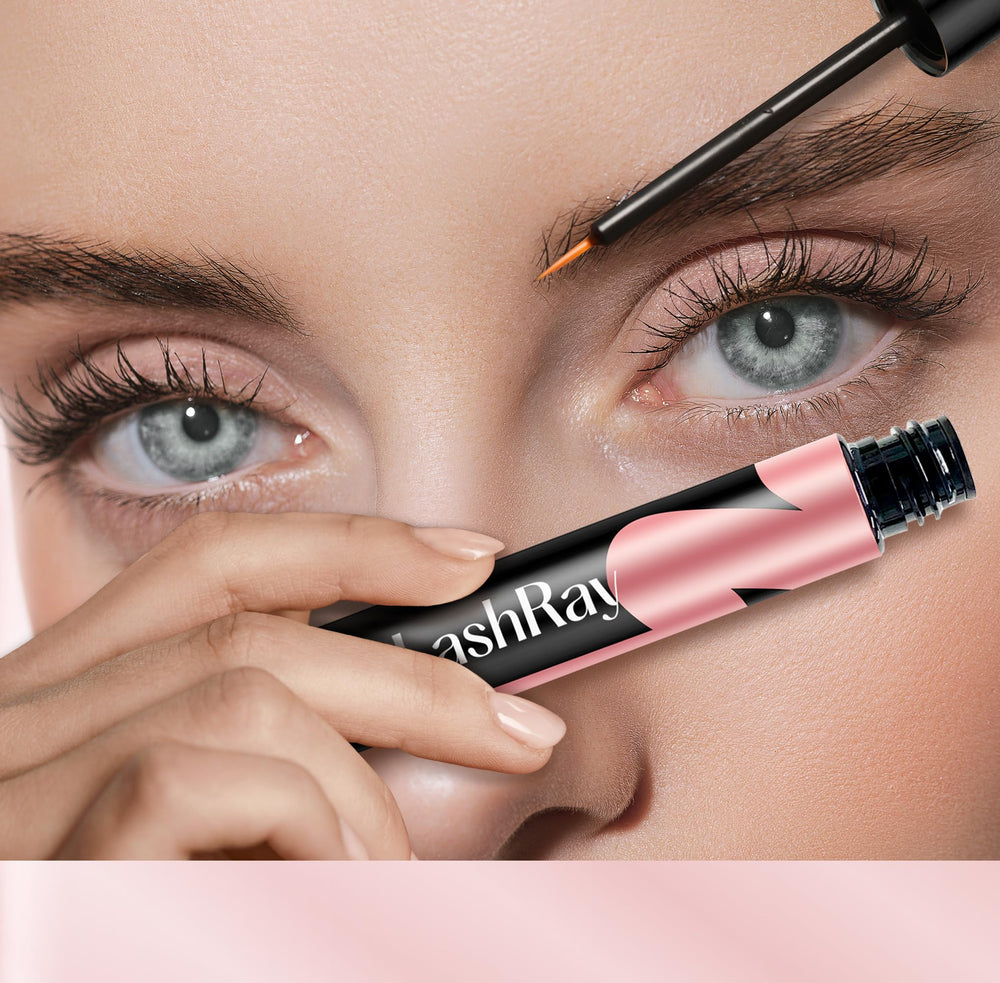 LashRay packaging image shows portable, 0.1 oz serum for on-the-go use
