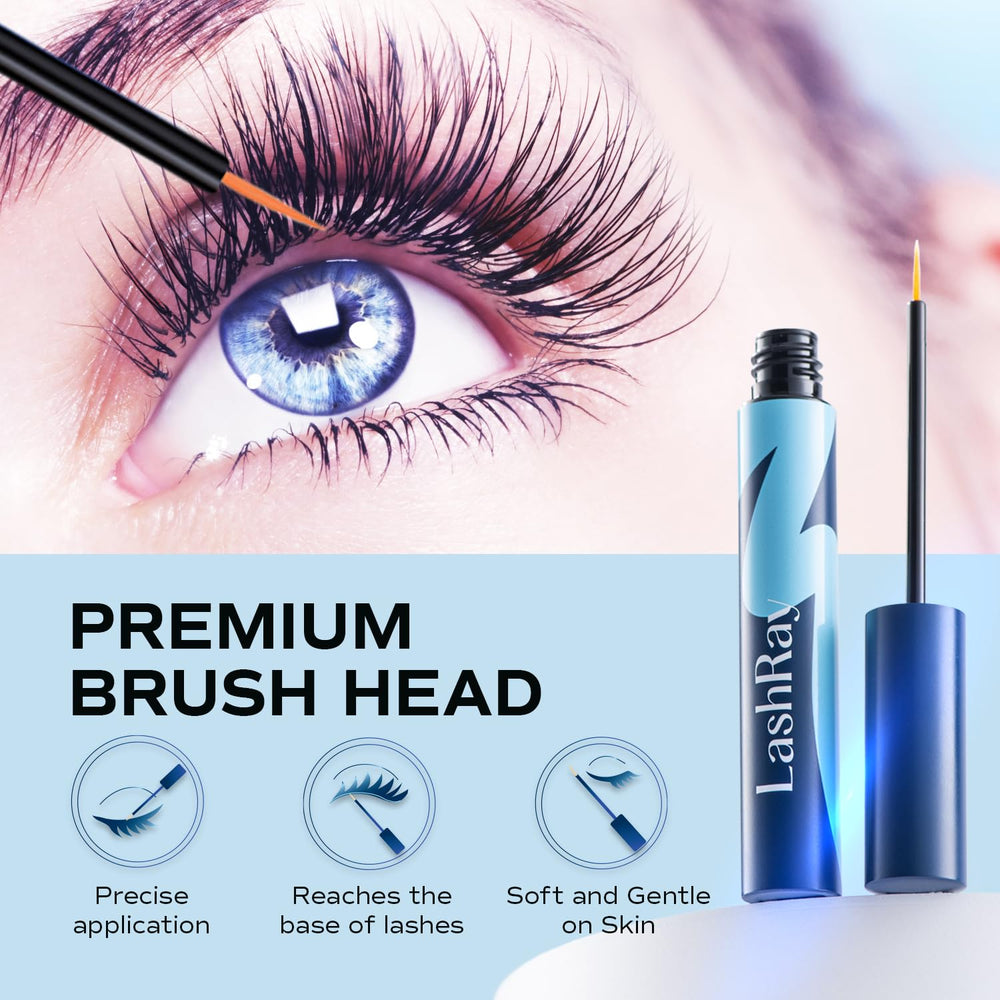 LashRay serum being applied along the upper lash line