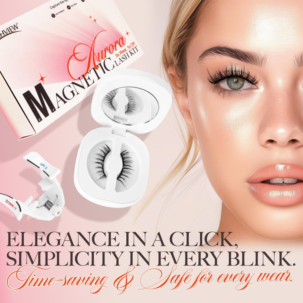 LASHVIEW Aurora-style magnetic lashes providing subtle, vibrant eye enhancement