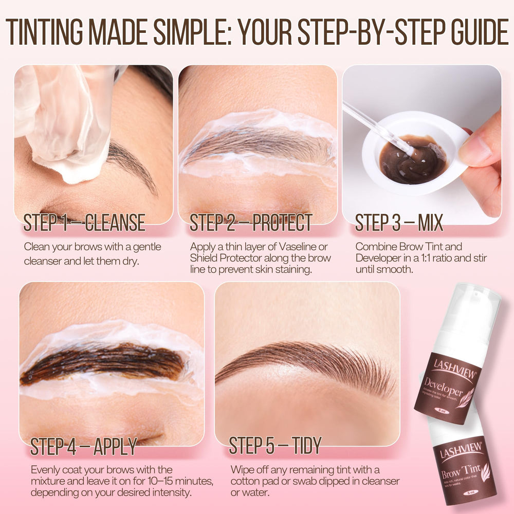 Lashview Brow Color Kit precision application for beginners and pros.