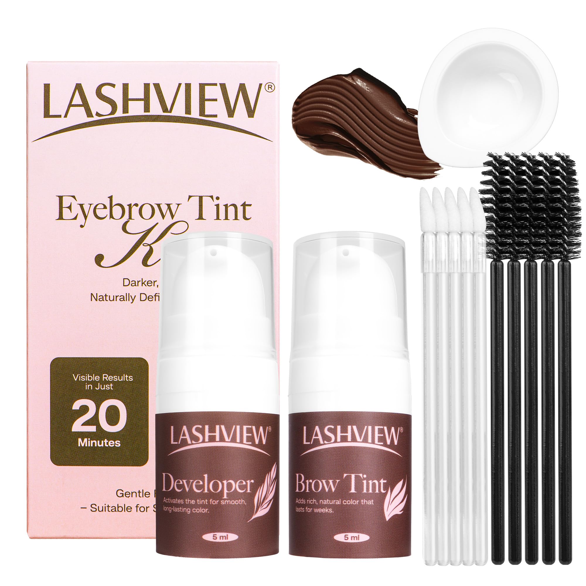 Lashview Brow Color Kit press-to-dispense design for mess-free precision.