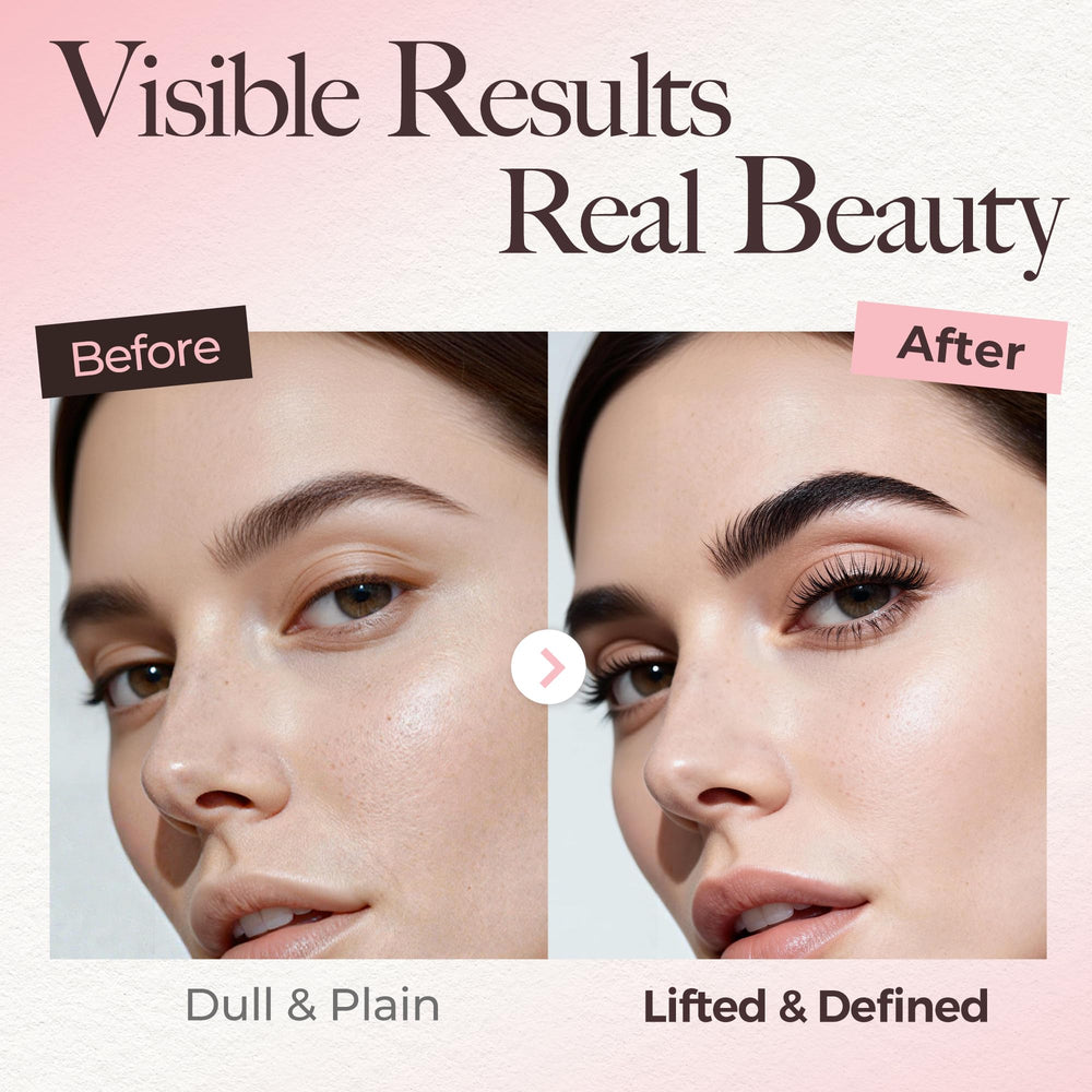 LashView brow tint bottle provides natural color with lasting effect.