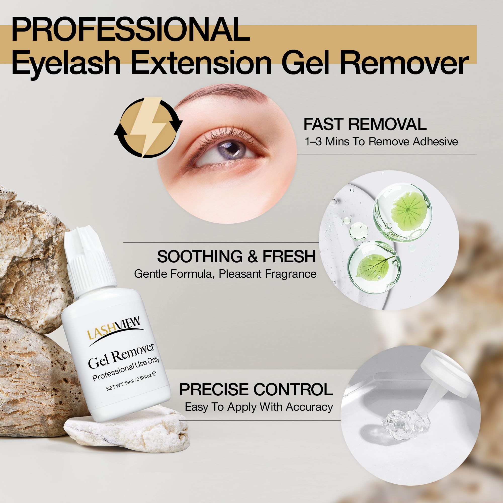 LASHVIEW clear eyelash extension remover gel texture stays in place for precise application