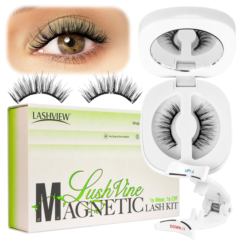 LASHVIEW L01 magnetic eyelashes close-up with premium magnets for secure wear