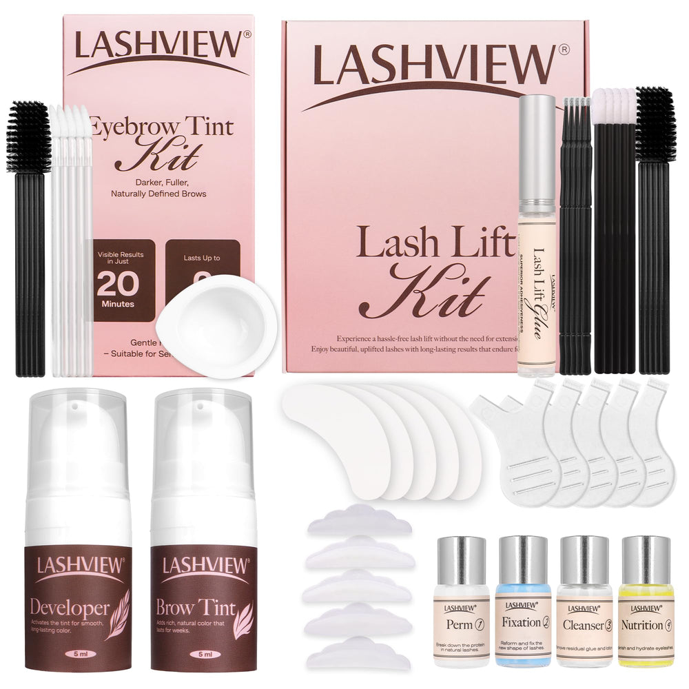 LashView lash lift and brow lamination kit packaging shows at-home professional tools.