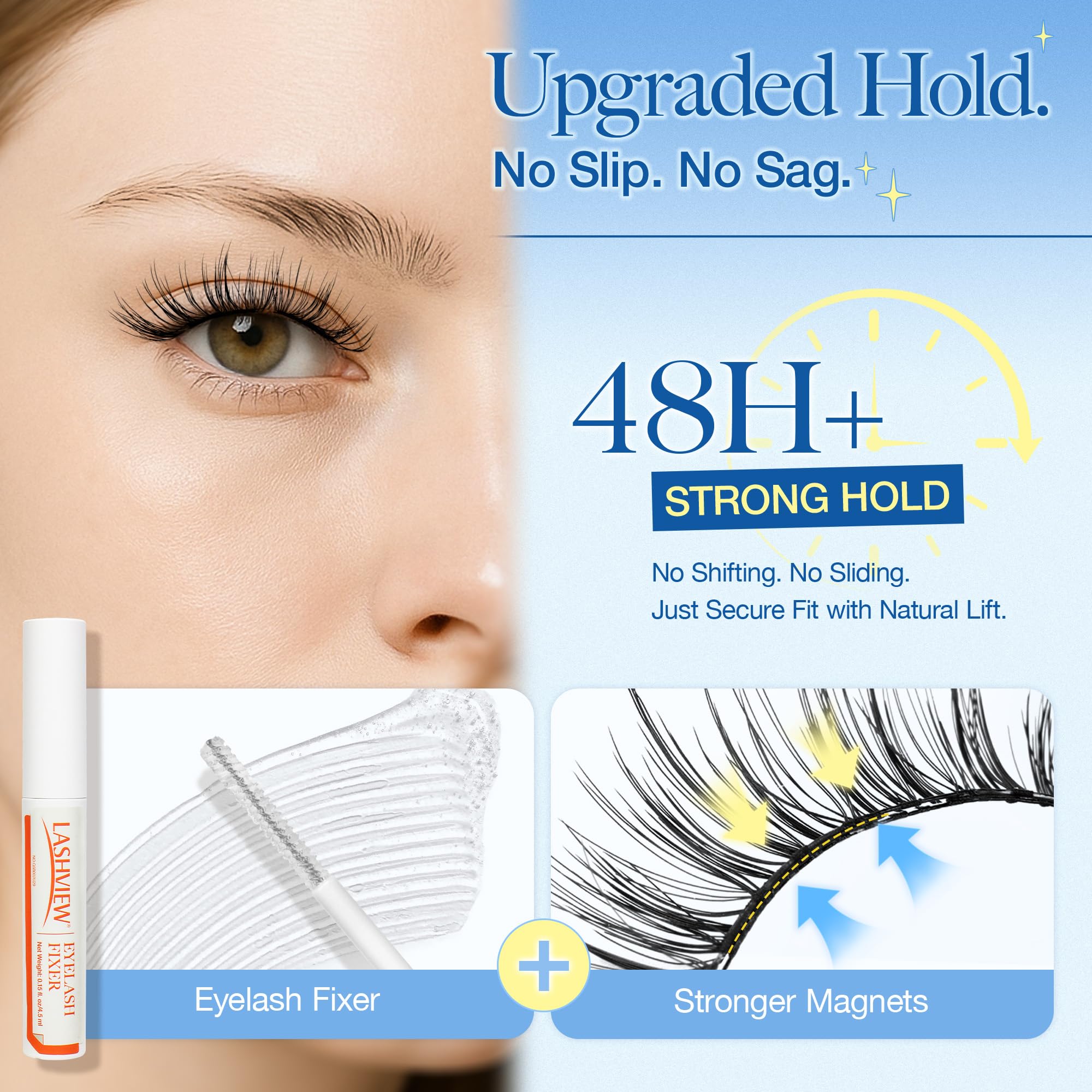 LASHVIEW magnetic lash close-up emphasizes natural curve and fit.