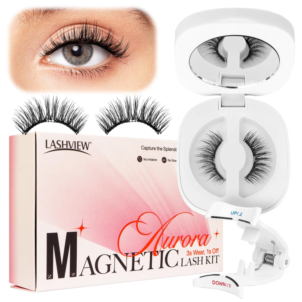 LASHVIEW Upgrade magnetic eyelashes with applicator for quick, mess-free application.