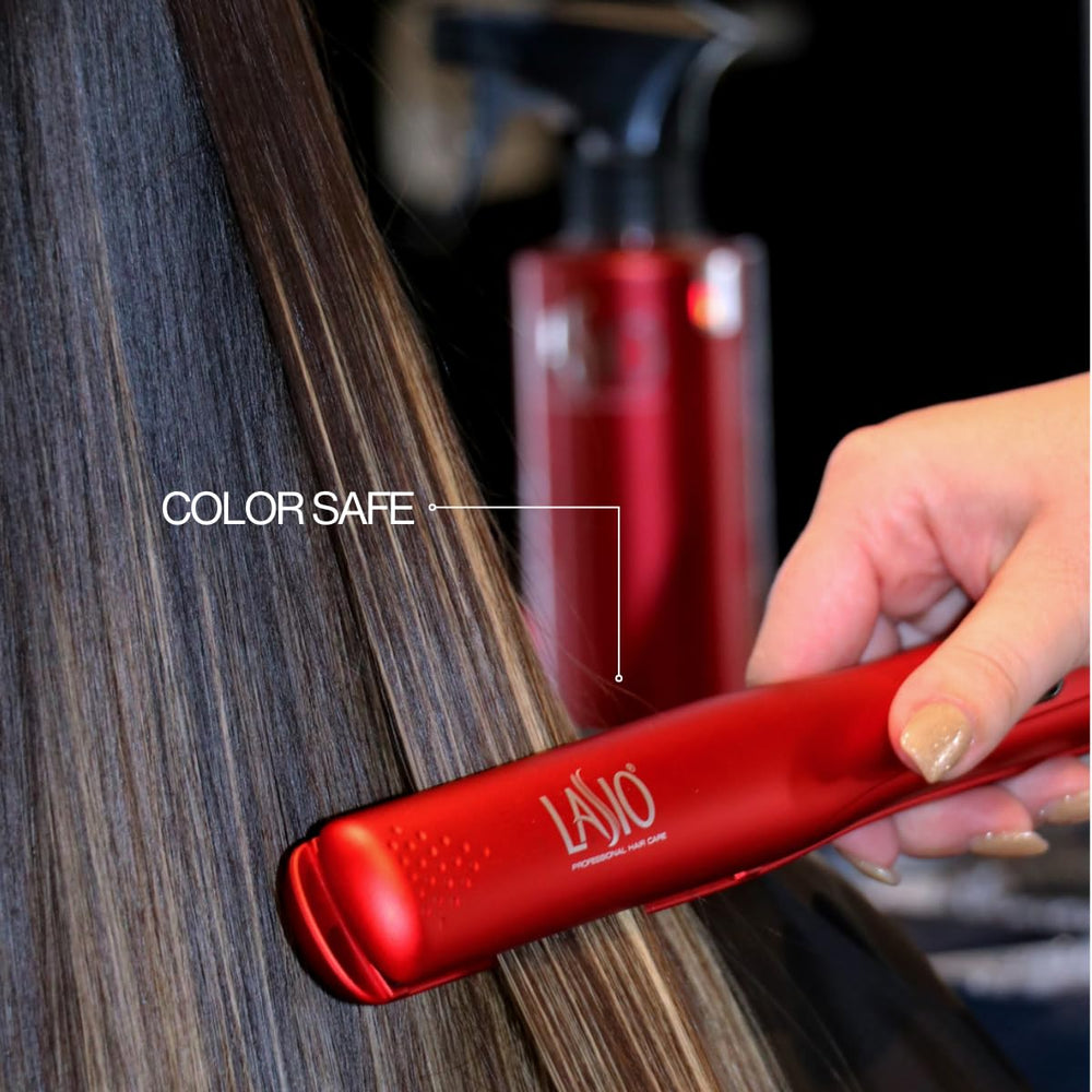 Lasio flat iron digital display enables precise temperature control for consistent styling.