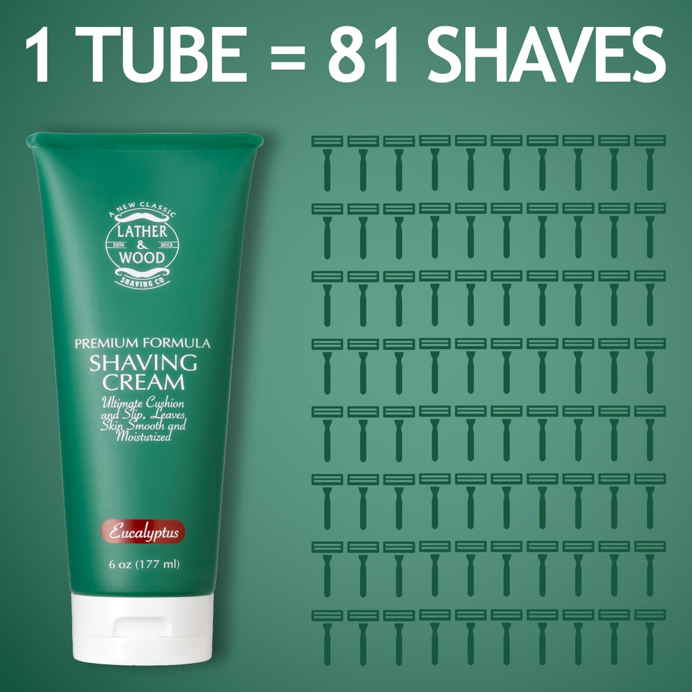 Lather & Wood Shaving Co Hydrating shaving cream delivers soothing hydration.