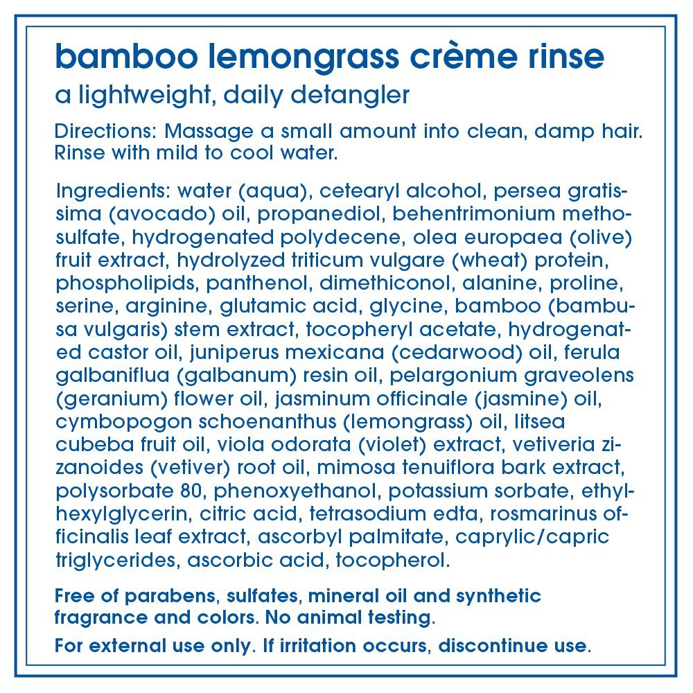 LATHER Bamboo Lemongrass Shampoo pour displays clean, refreshing lather for gentle cleansing.