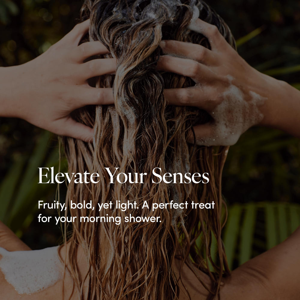 LATHER Yuzu Bergamot Crème Rinse application shot demonstrates easy, gentle conditioning.