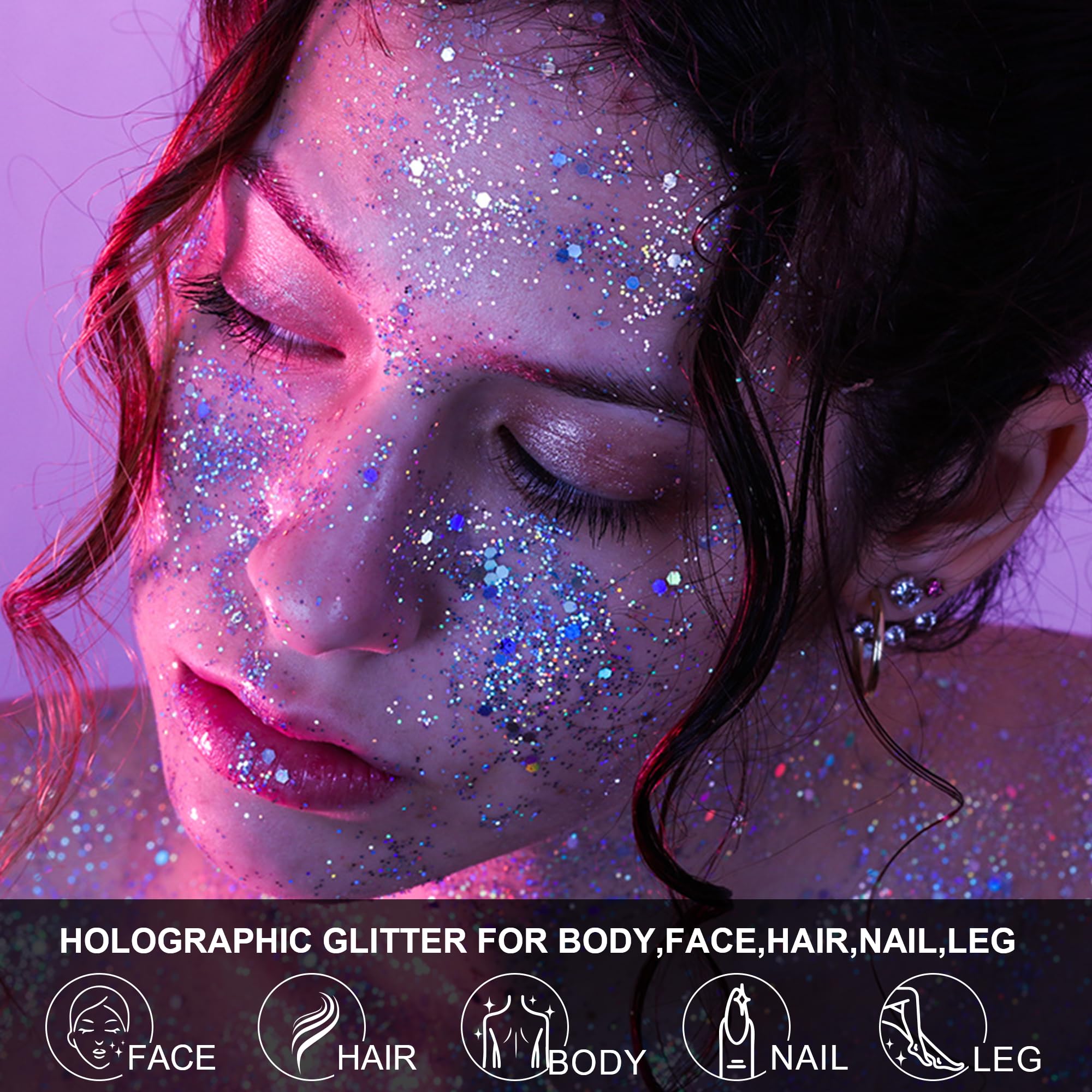 LATIBELL glitter gel applies directly to skin with no primer required.