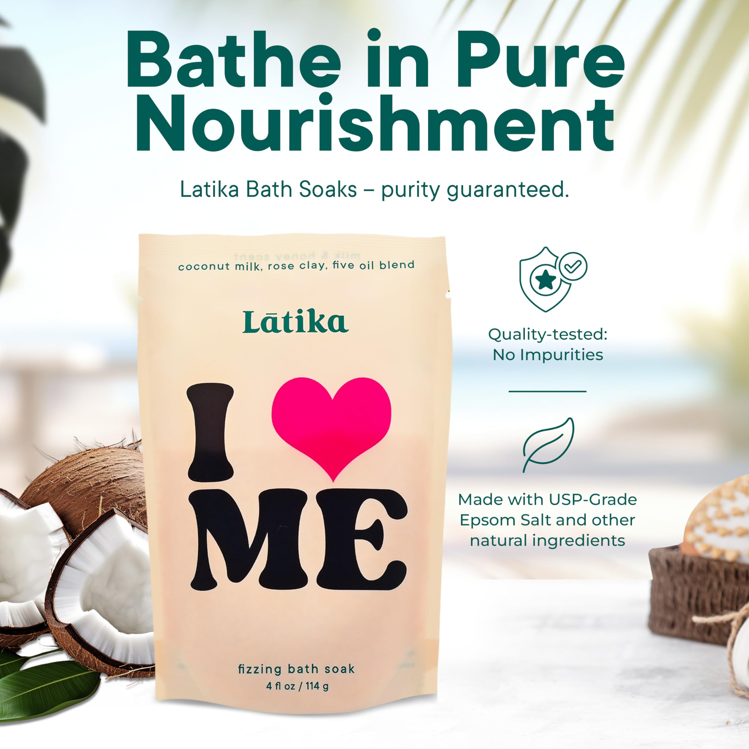 Latika I Heart Me eucalyptus peppermint aroma for refreshing, spa-like baths.