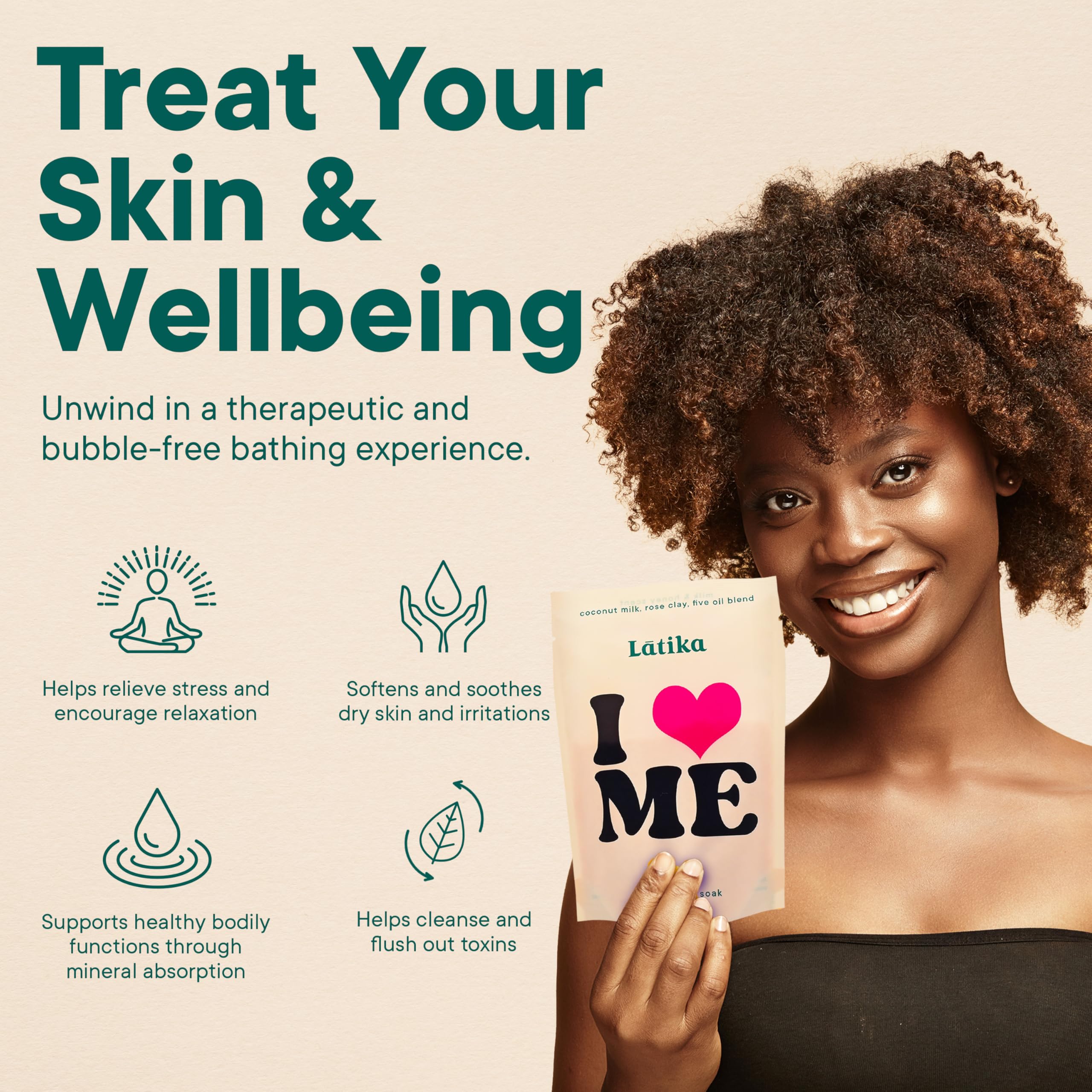 Latika I Heart Me magnesium soak supports gentle recovery after workouts.