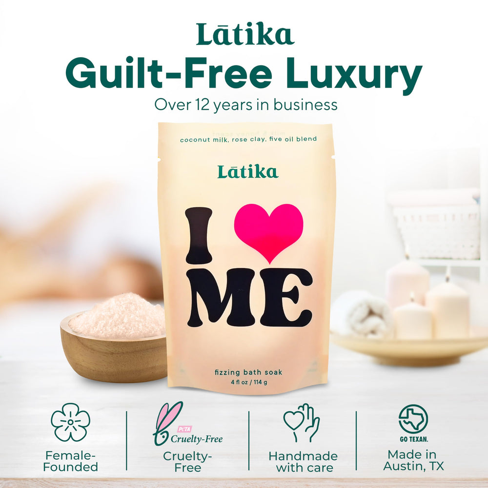 Latika I Heart Me stress-relief blend provides calming bath moments.