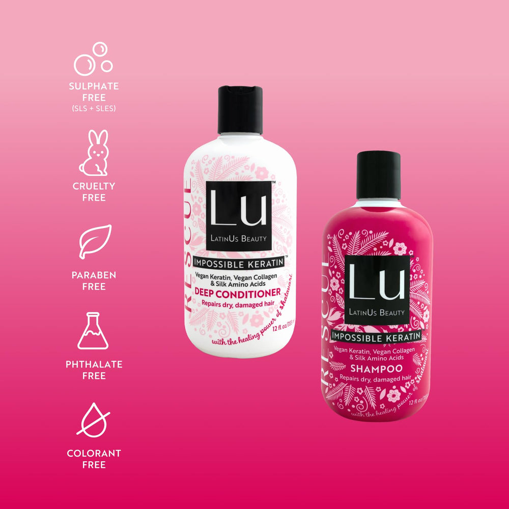LATINUS Lu Rescue Set product family on bathroom shelf suggesting daily routine