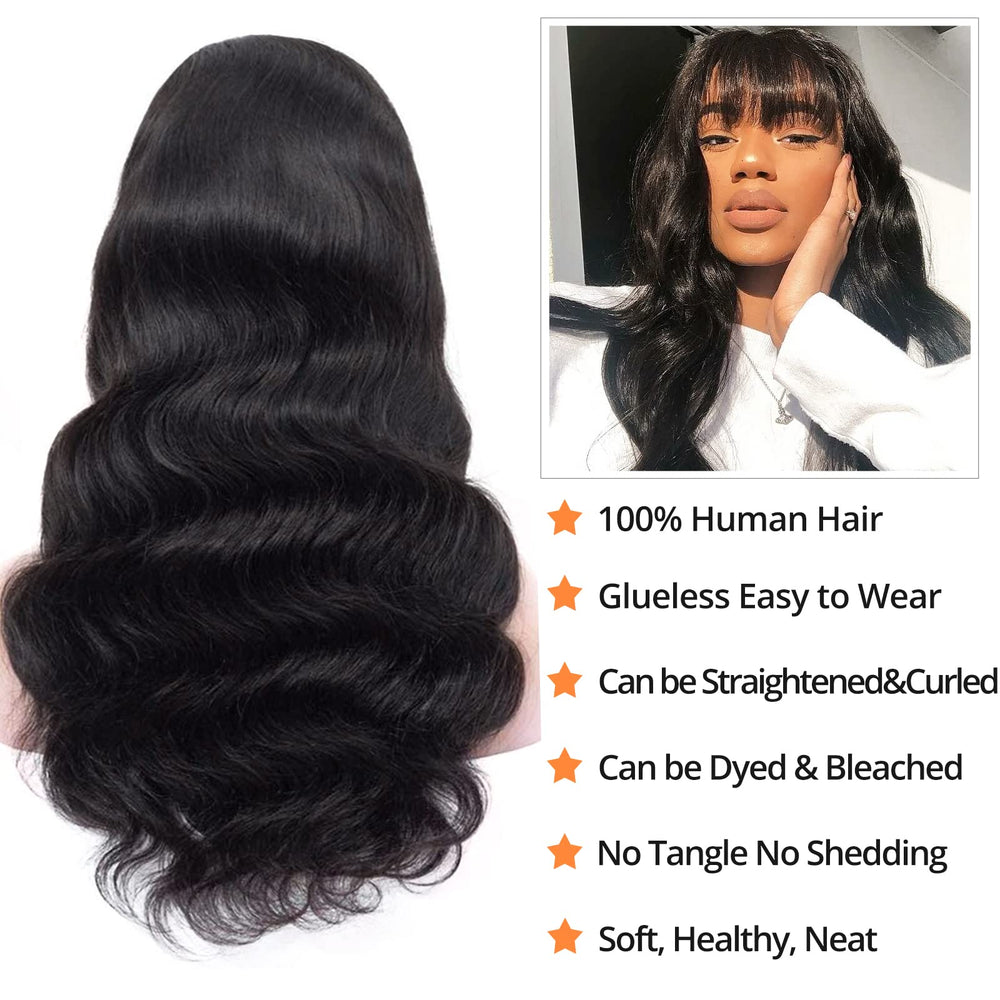 Lativ Body Wave Wig with Bangs, 20-inch side view, versatile daily look.