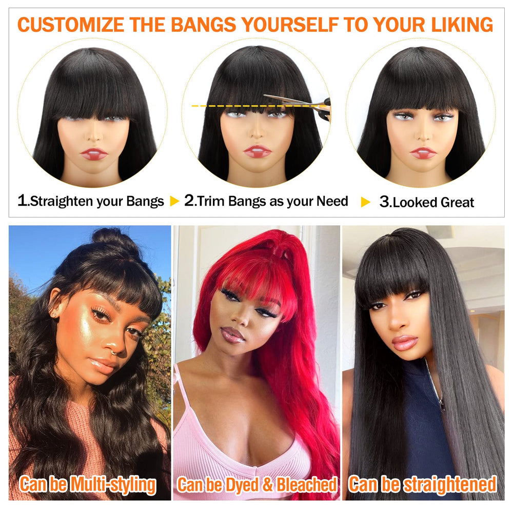 Lativ wig with full bangs, soft texture for quick daily transformations.