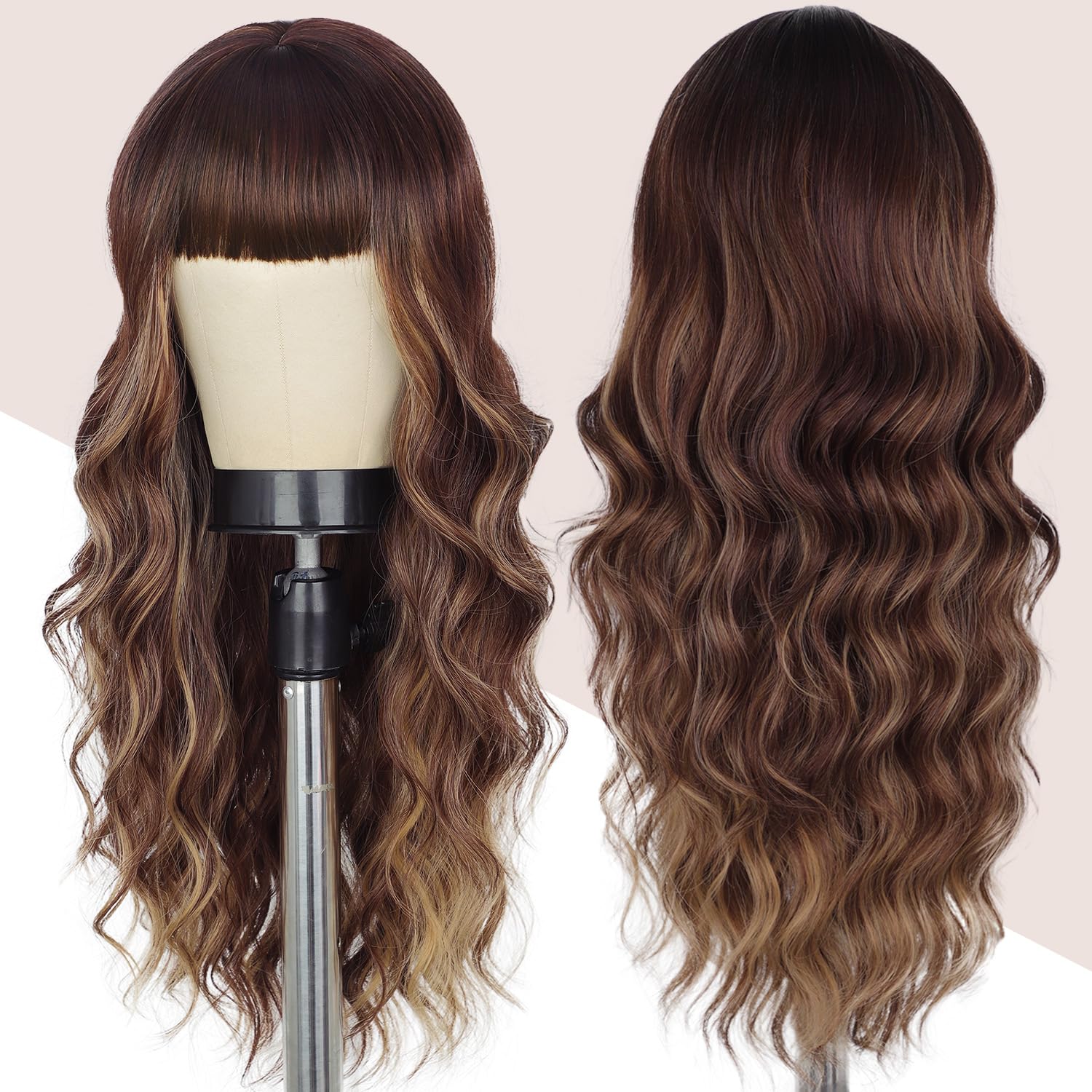 Lativ ombre wig with dark roots showing natural curls and volume.