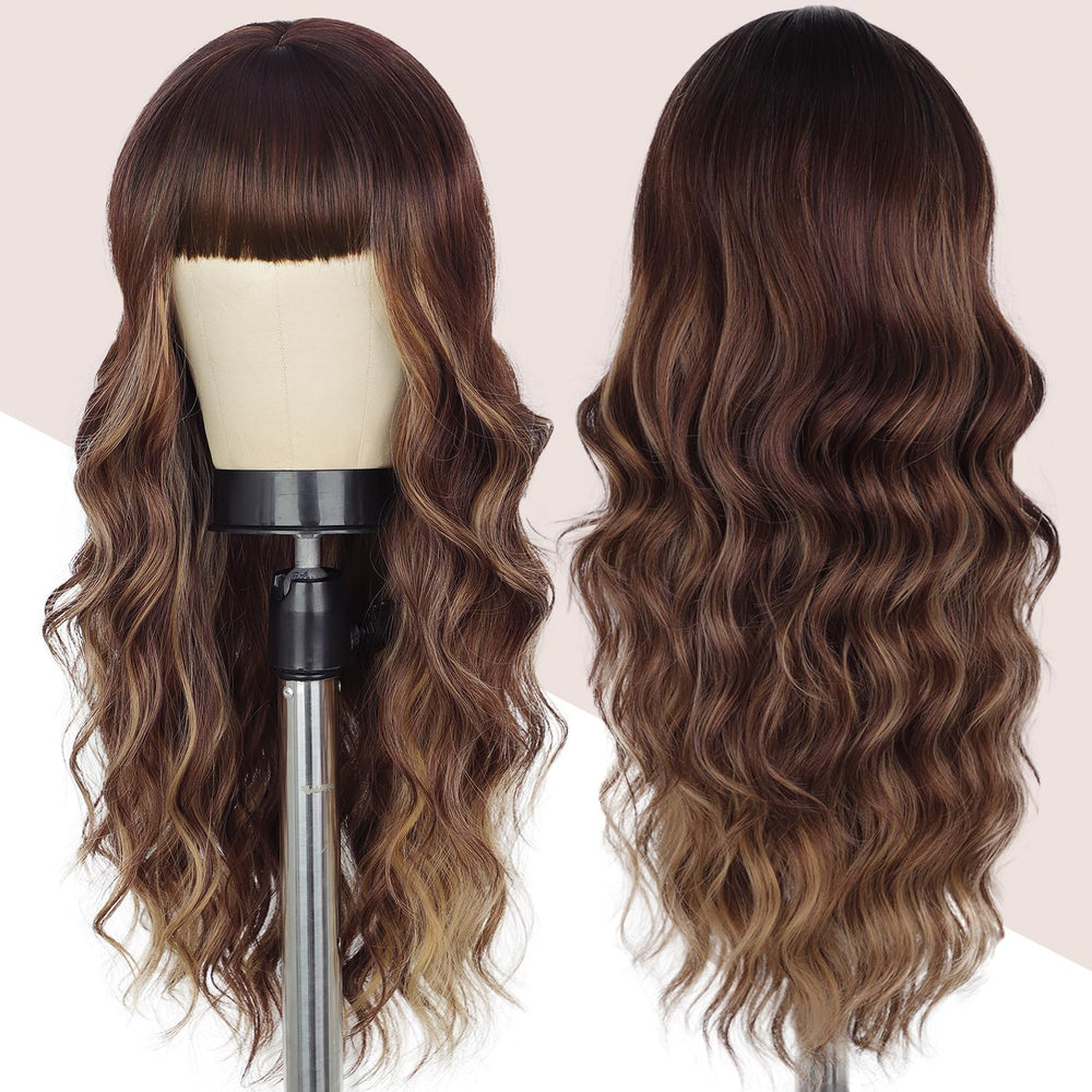 Lativ ombre wig with dark roots showing natural curls and volume.