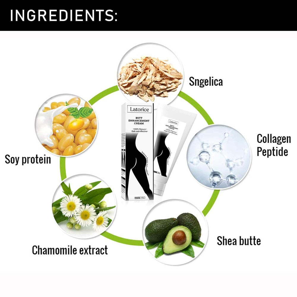 LATORICE Butt Enhancement Cream massage scene shows smoother, firmer buttock feel.