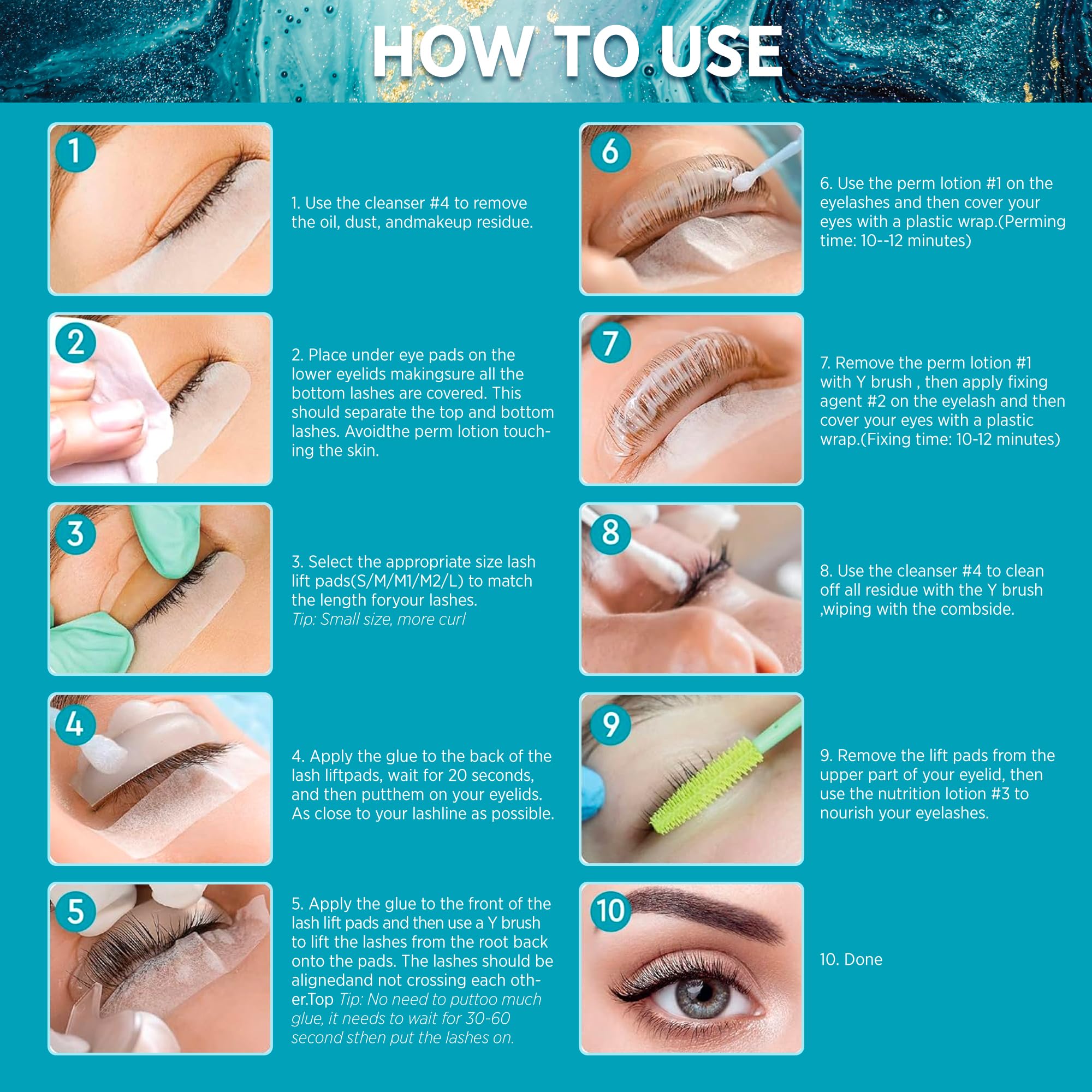 LATORICE DIY instructions guide with step-by-step lash lift at home