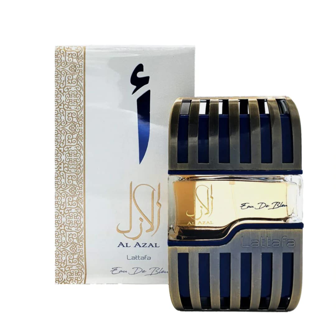 Lattafa Al Azal bottle angled, bold oud aroma for evening wear