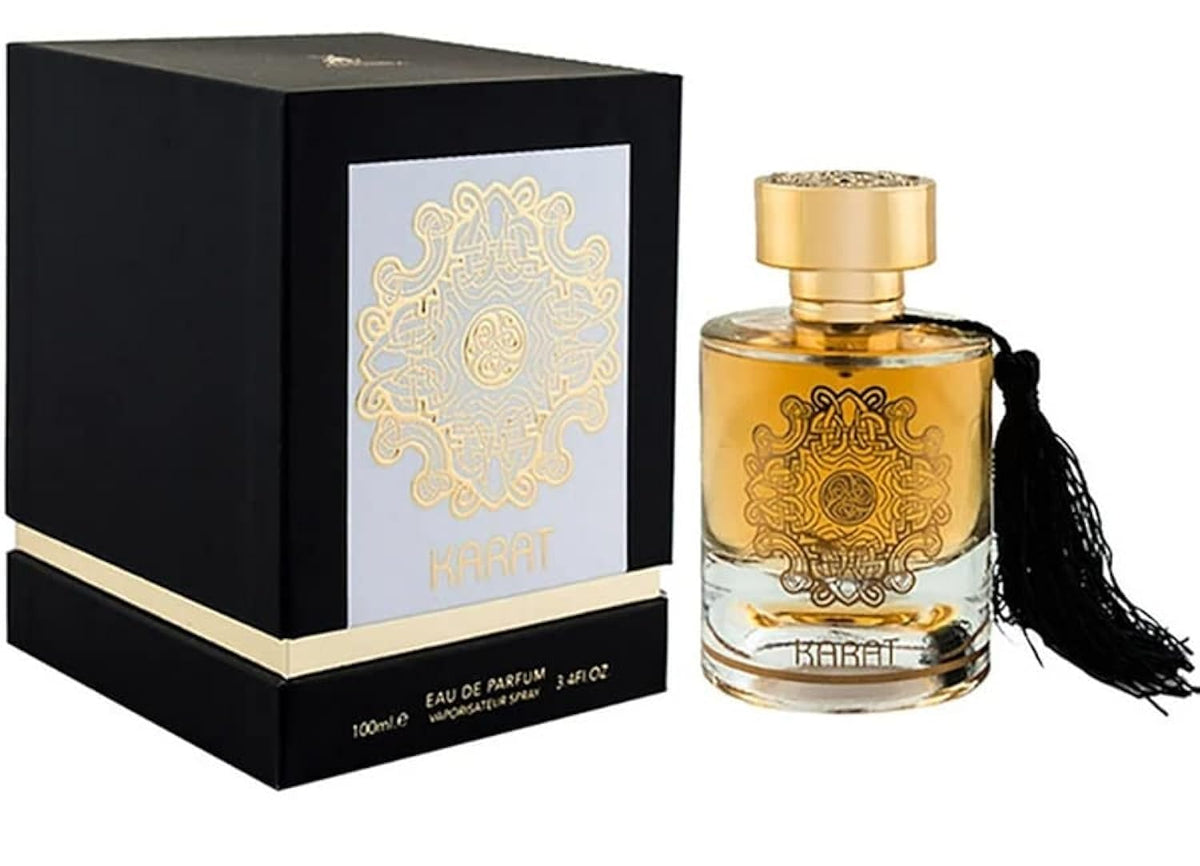 Lattafa Alhambra Karat bottle front showcases premium luxury and lasting fragrance.