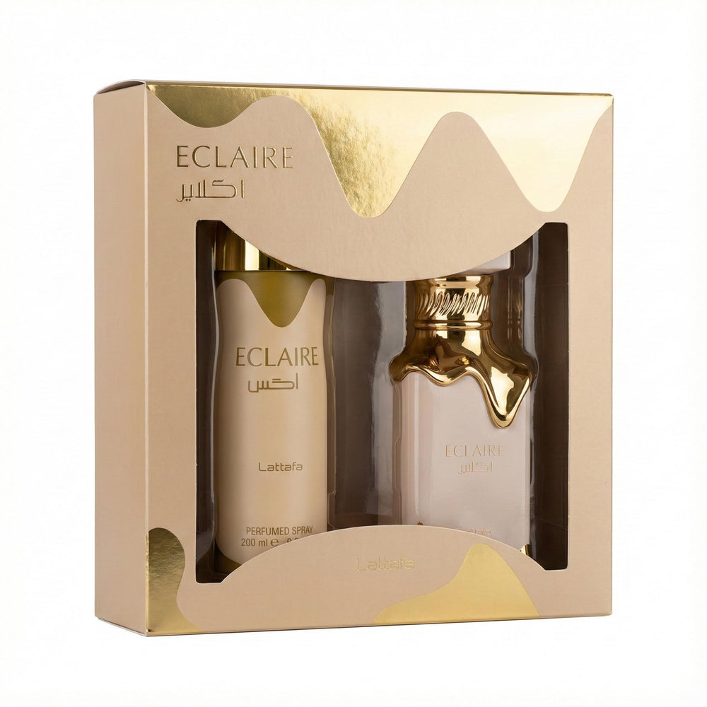 Lattafa Eclaire 100ml EDP bottle close-up highlighting long-lasting feminine fragrance.