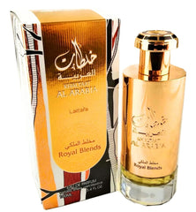 Lattafa Khaltat Al Arabia label close-up highlights oriental notes and unisex appeal