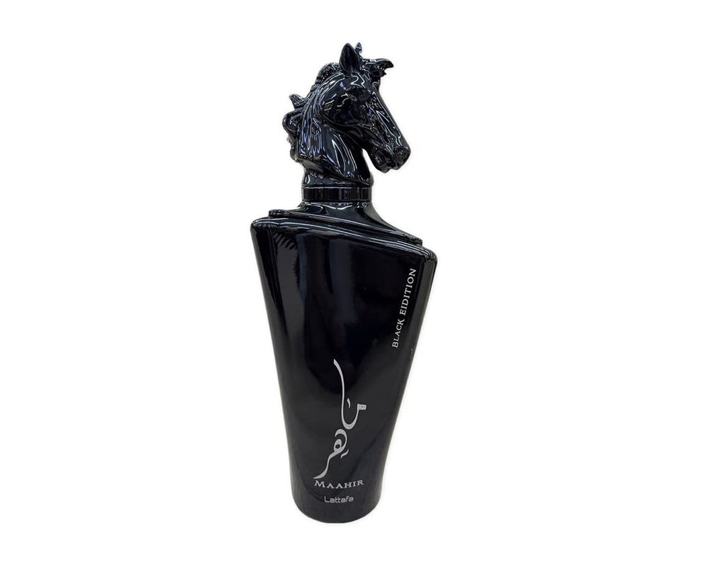 Lattafa Maahir Black Edition packaging display, ideal for gifting