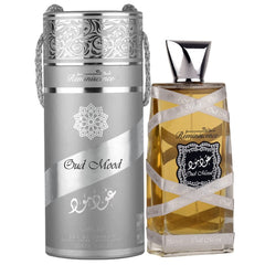 Lattafa Oud Mood Reminiscence top notes of orange and saffron for bright energy