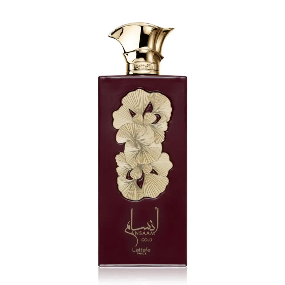 Lattafa Pride Ansaam Gold travel size EDP bottle for on-the-go fragrance.