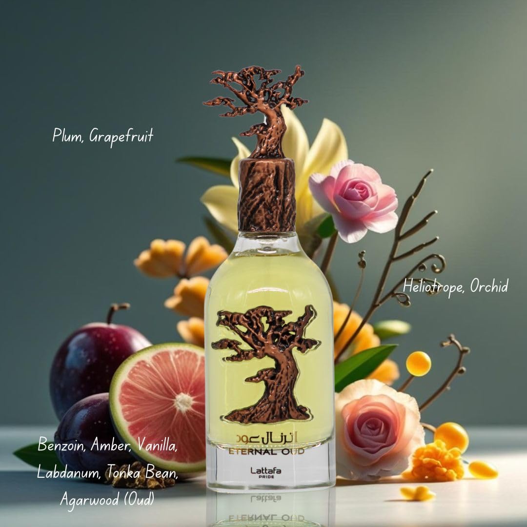 Lattafa Pride Eternal Oud EDP 100ml bottle featuring sleek design and lasting aroma.