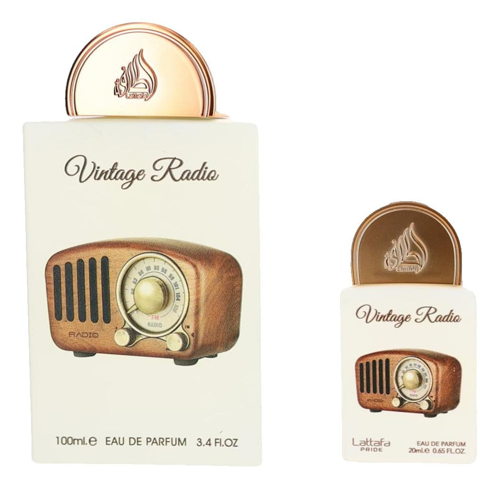 Lattafa Pride Vintage Radio premium gift box, ideal for fragrance lovers.