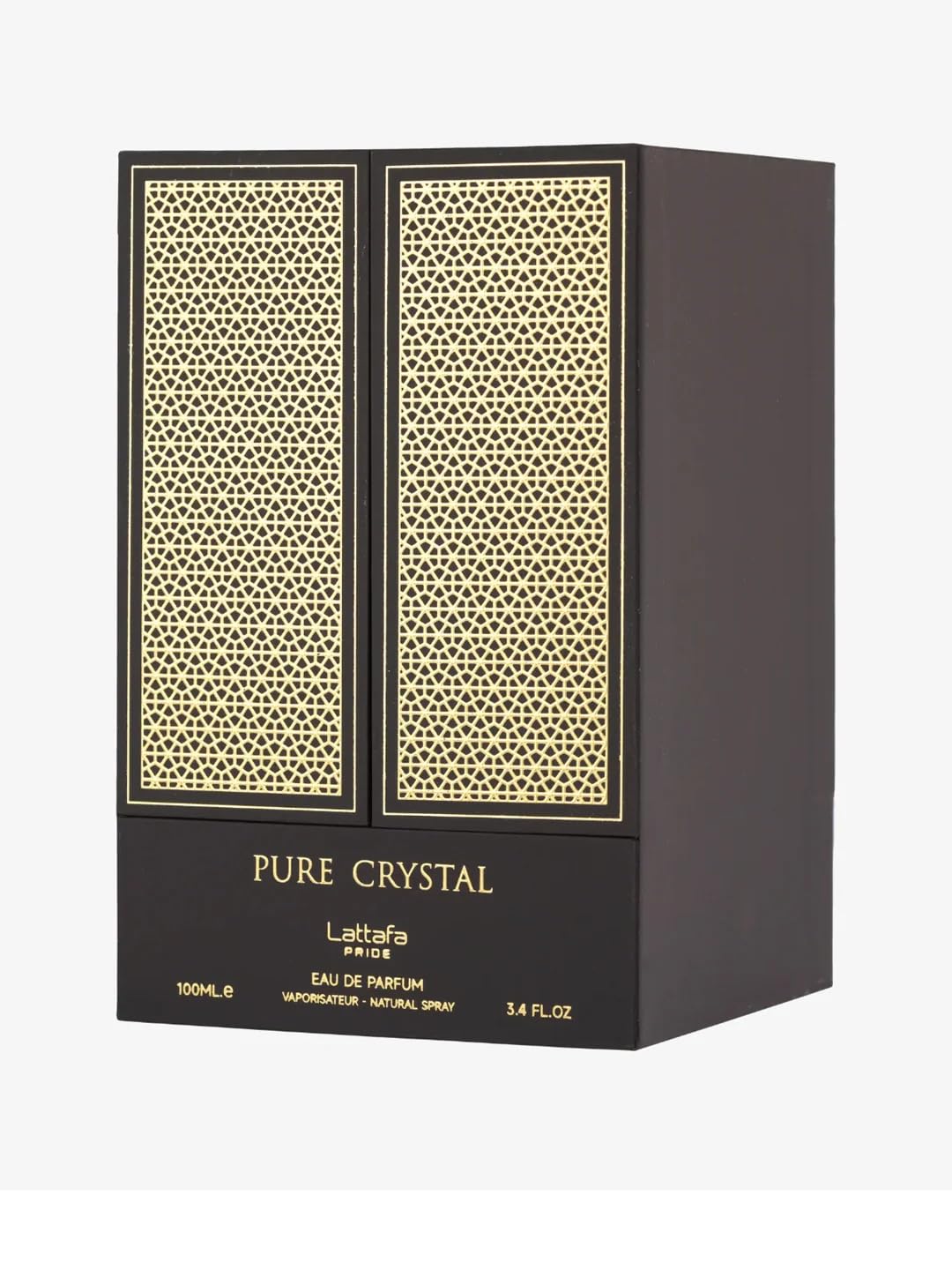 Lattafa Pure Crystal Pride packaging box highlighting premium presentation.
