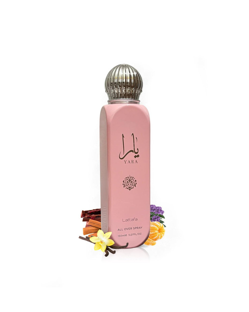 Lattafa Yara all over spray cap hints premium, travel-friendly fragrance option.