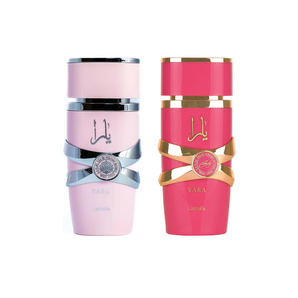 Lattafa Yara EDP bottle close-up, amber floral profile for sophisticated daytime wear