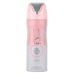 Lattafa Yara perfumed deodorant spray bottle offers all-day freshness for daily wear