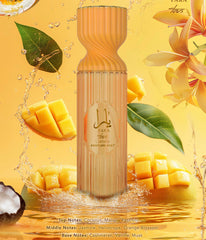 Lattafa Yara Tous perfume mist spray in action, delivering a lush, long-lasting scent.