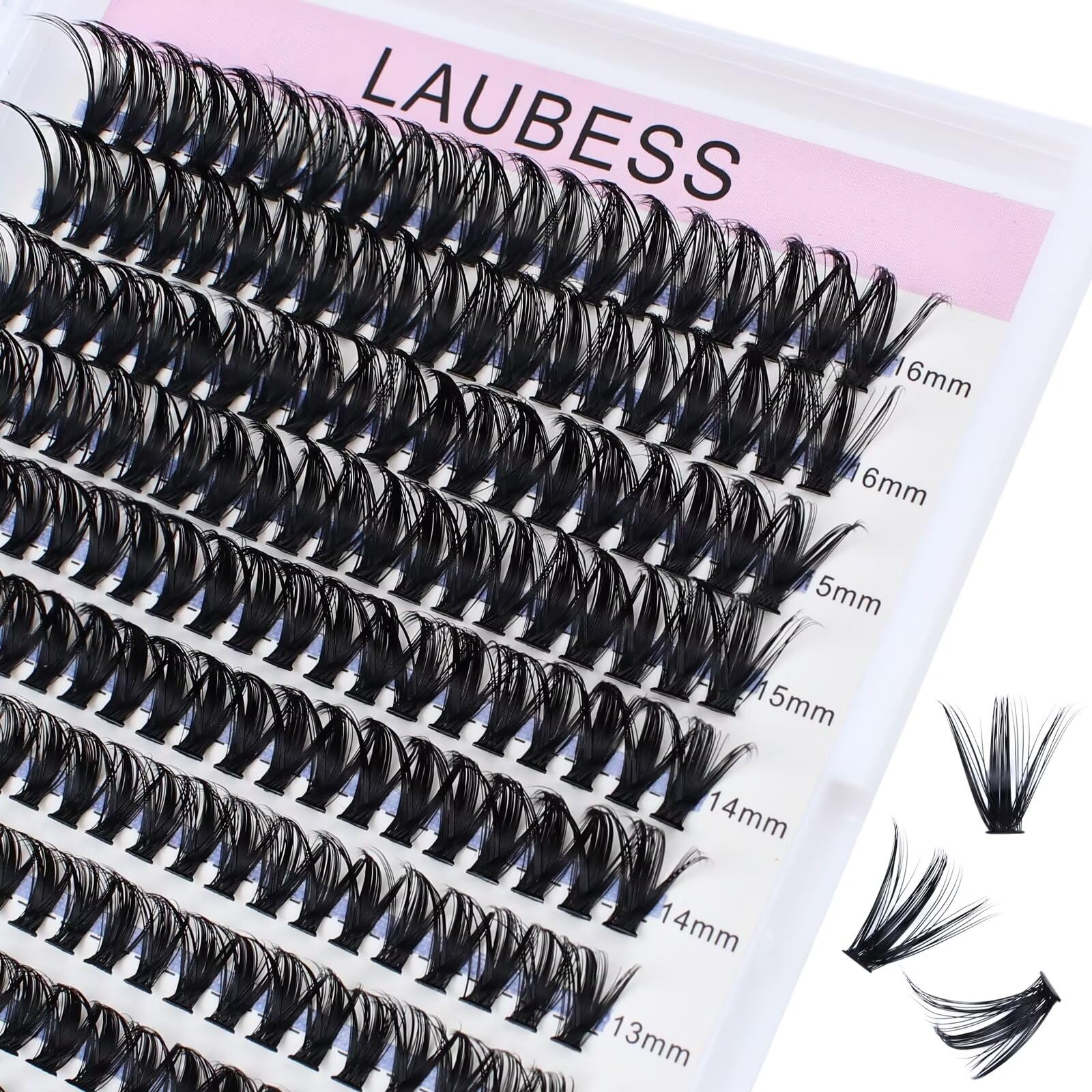 LAUBESS cluster lashes mixed length for customizable volume at home.