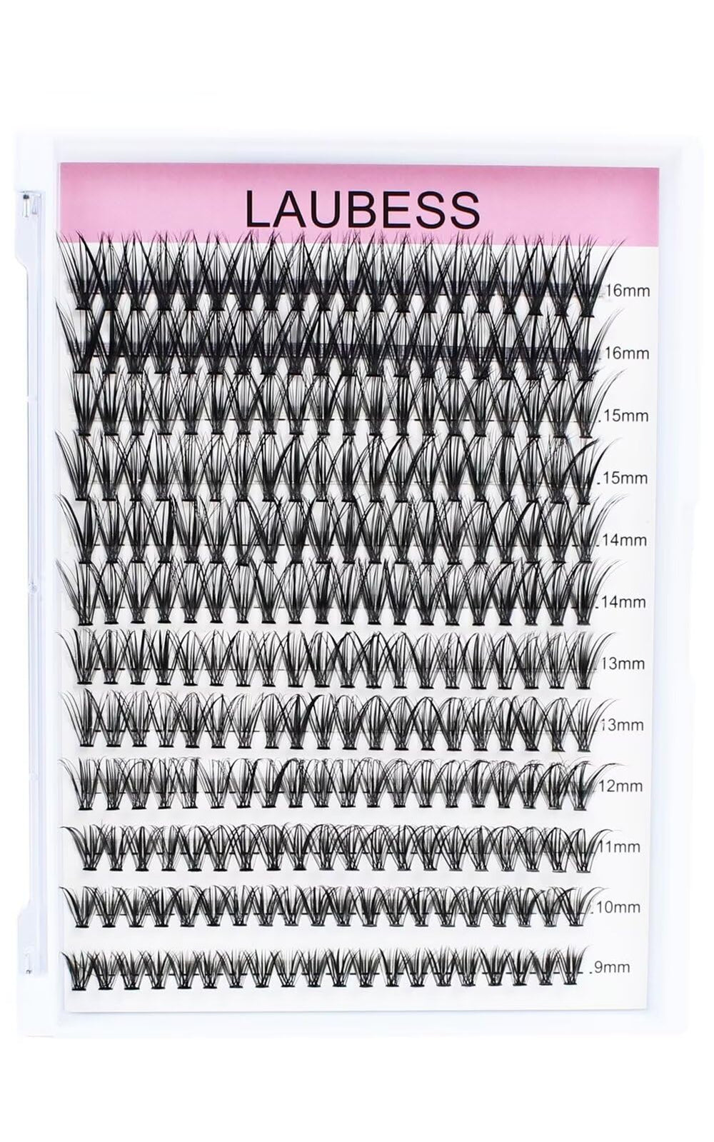 LAUBESS DIY eyelash extension 240pcs front view with mixed-length clusters for versatile looks.